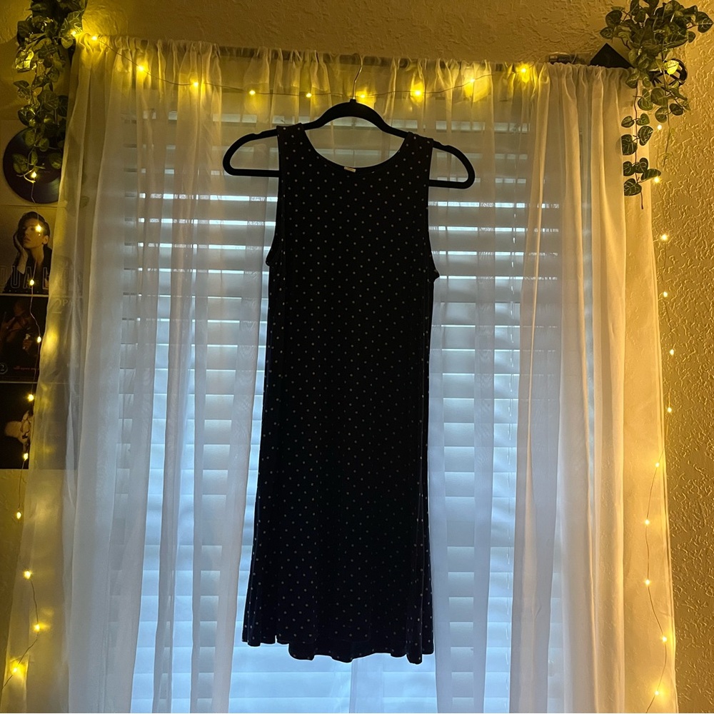 Dark Blue and White Poka-dot Dress